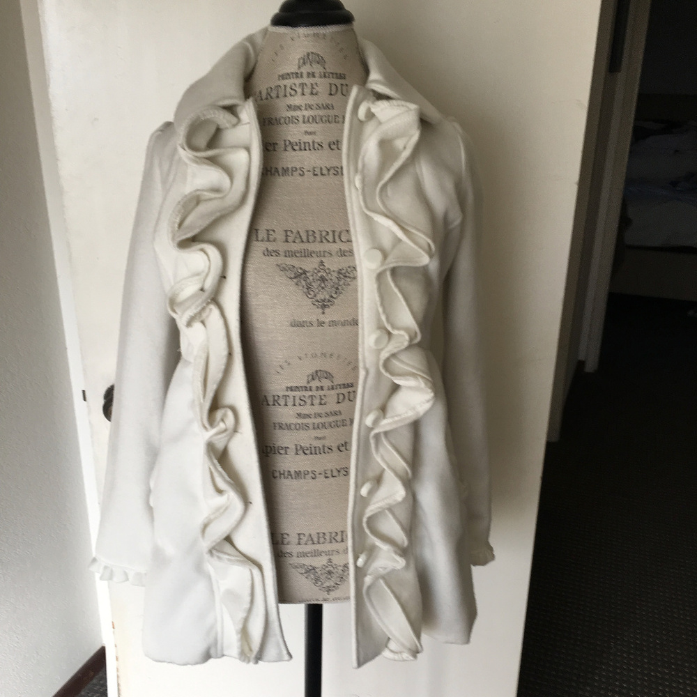 Joie White Peacoat with Back Bow